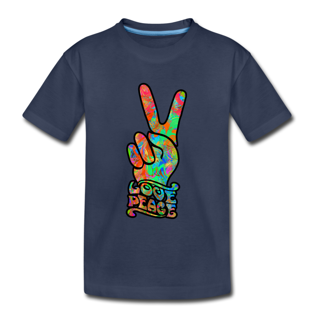 Love Peace Sign Kids T-Shirt - navy
