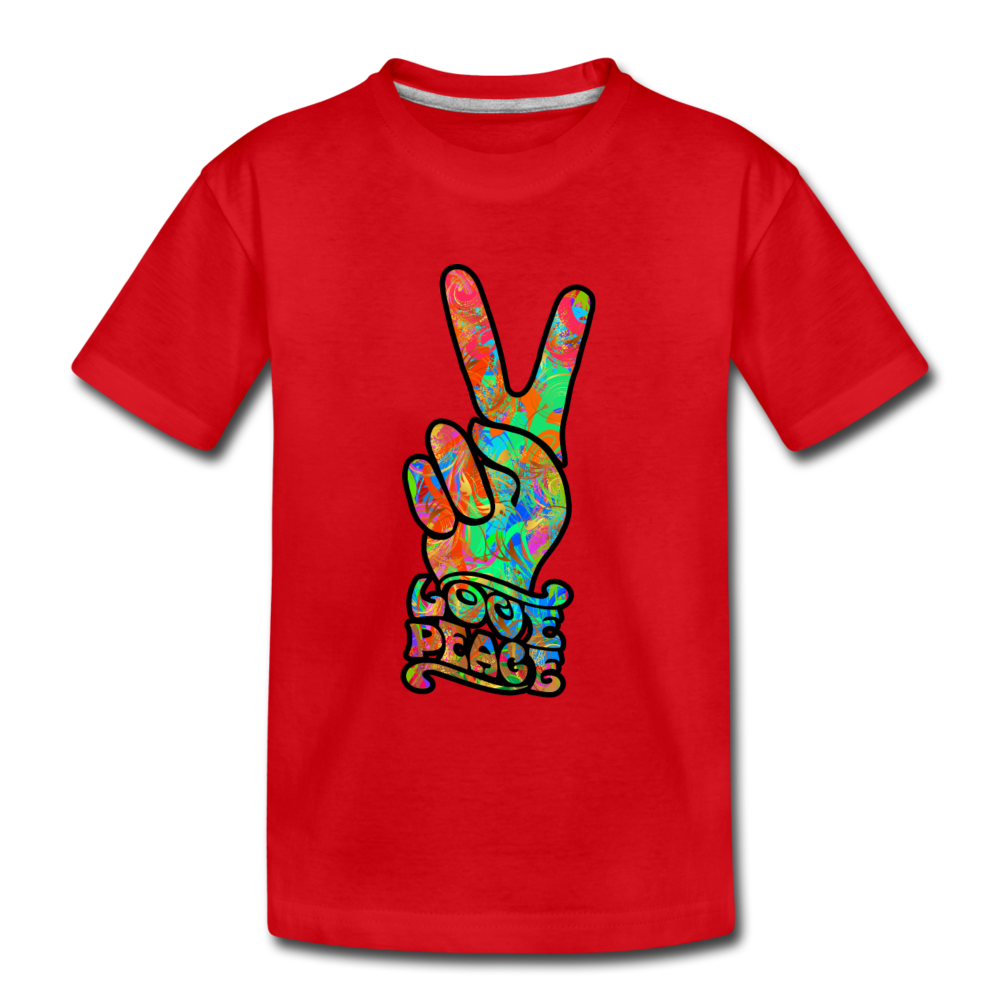 Love Peace Sign Kids T-Shirt - red