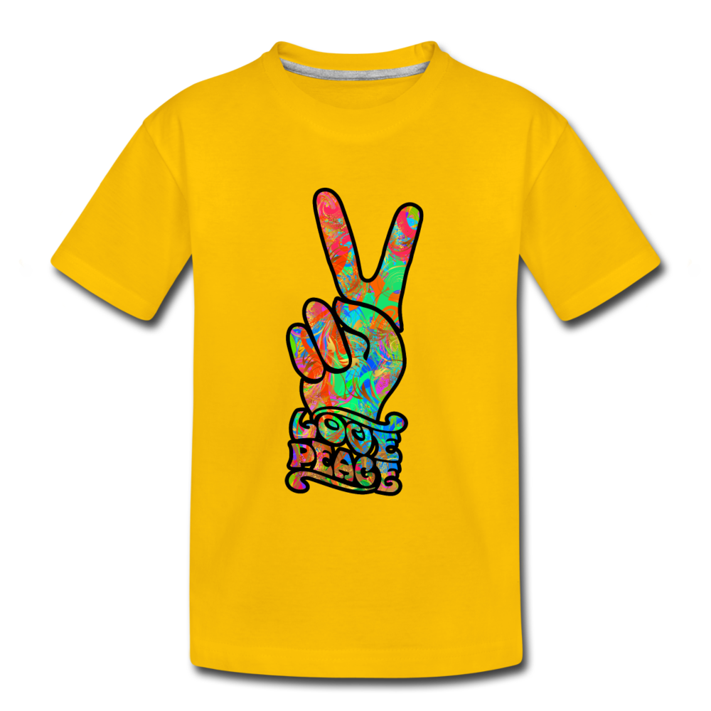Love Peace Sign Kids T-Shirt - sun yellow