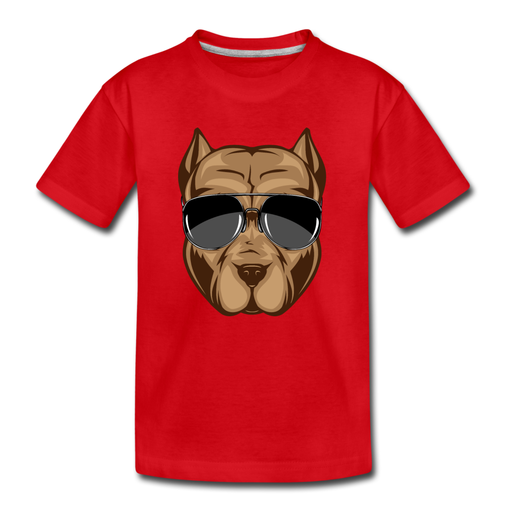 Cool Dog Sunglasses Kids T-Shirt - red