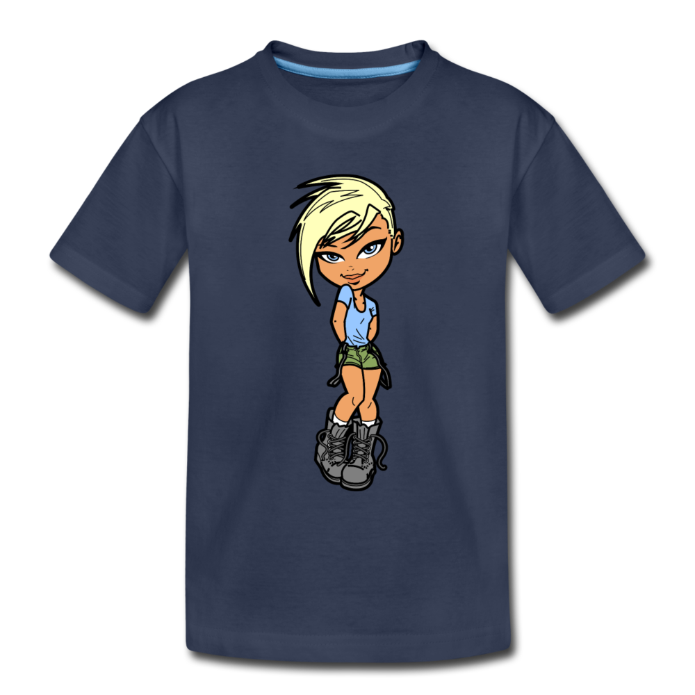 Cartoon Girl Kids T-Shirt - navy