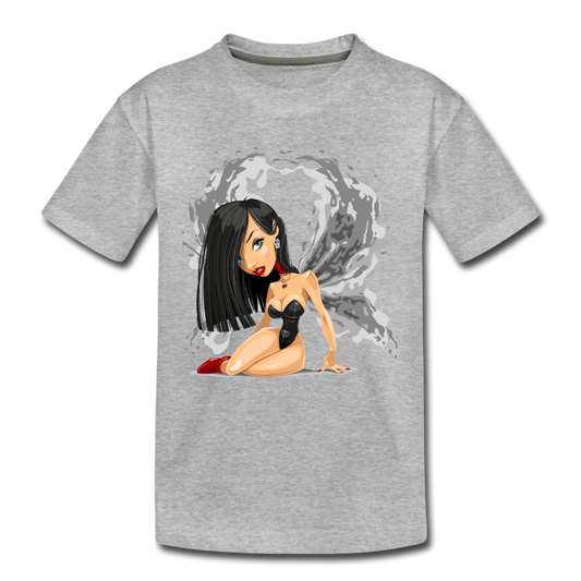 Fairy Girl Cartoon Kids T-Shirt - heather gray