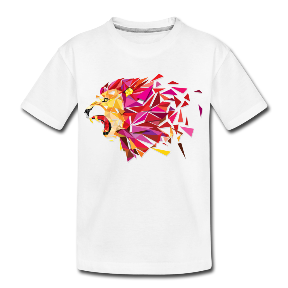 Colorful Abstract Lion Kids T-Shirt - white