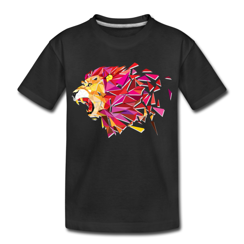 Colorful Abstract Lion Kids T-Shirt - black