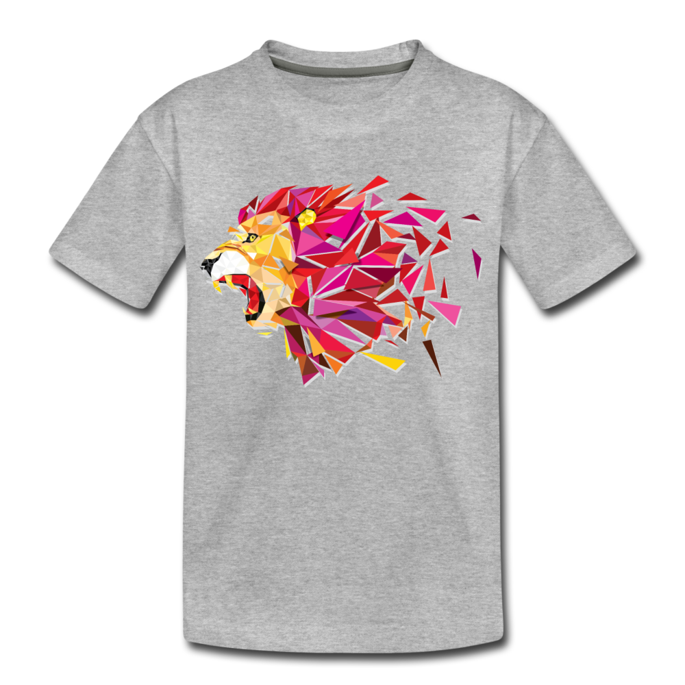 Colorful Abstract Lion Kids T-Shirt - heather gray