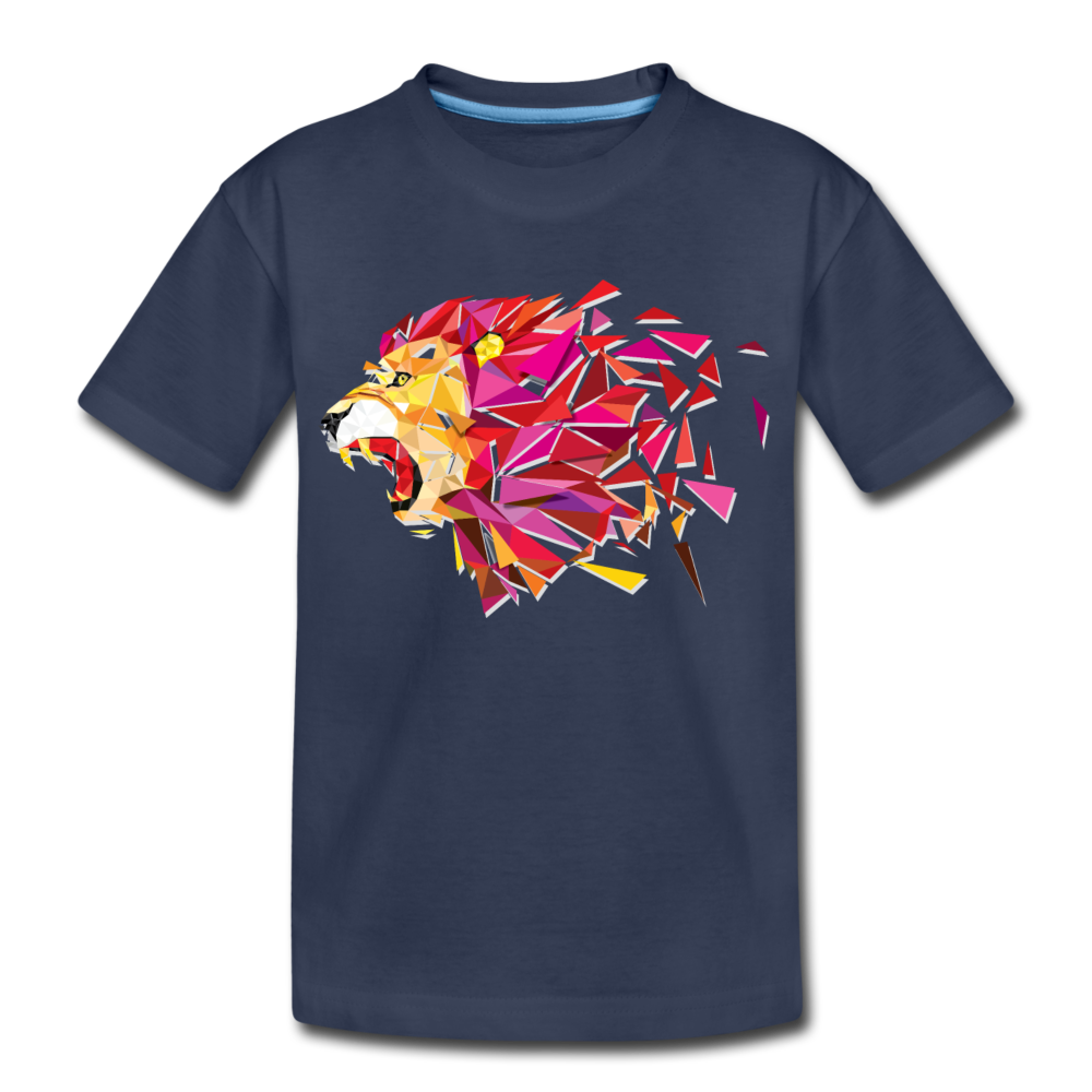 Colorful Abstract Lion Kids T-Shirt - navy