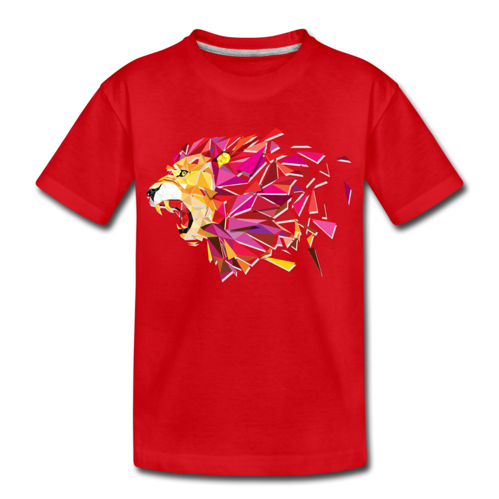 Colorful Abstract Lion Kids T-Shirt - red