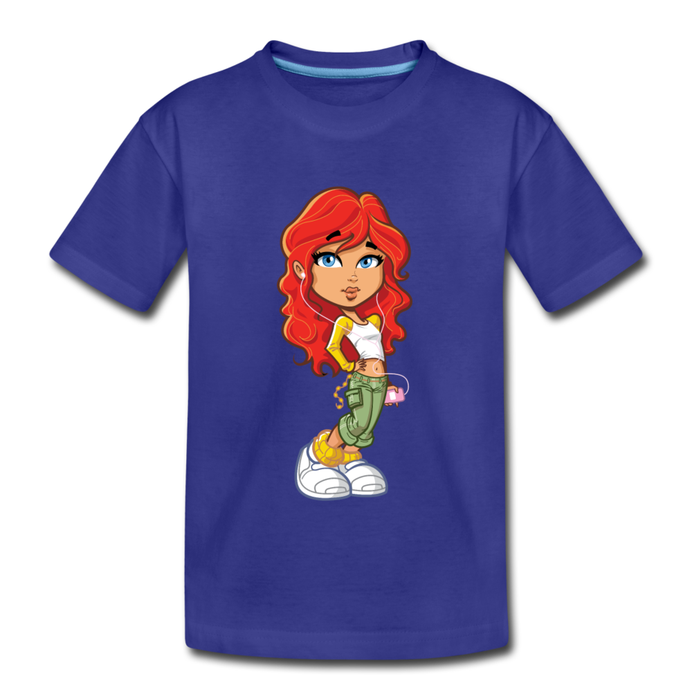 Cartoon Girl Kids T-Shirt - royal blue