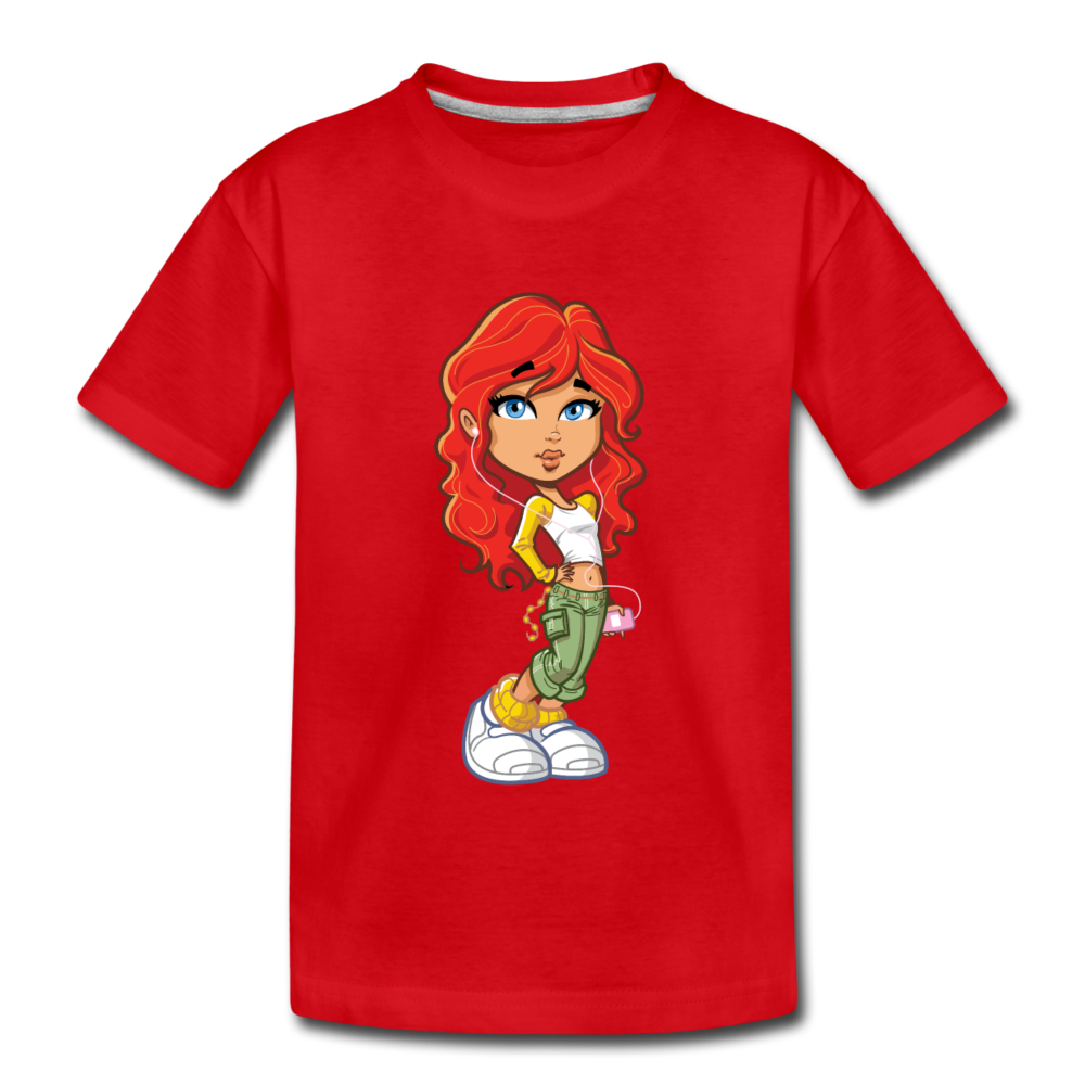 Cartoon Girl Kids T-Shirt - red