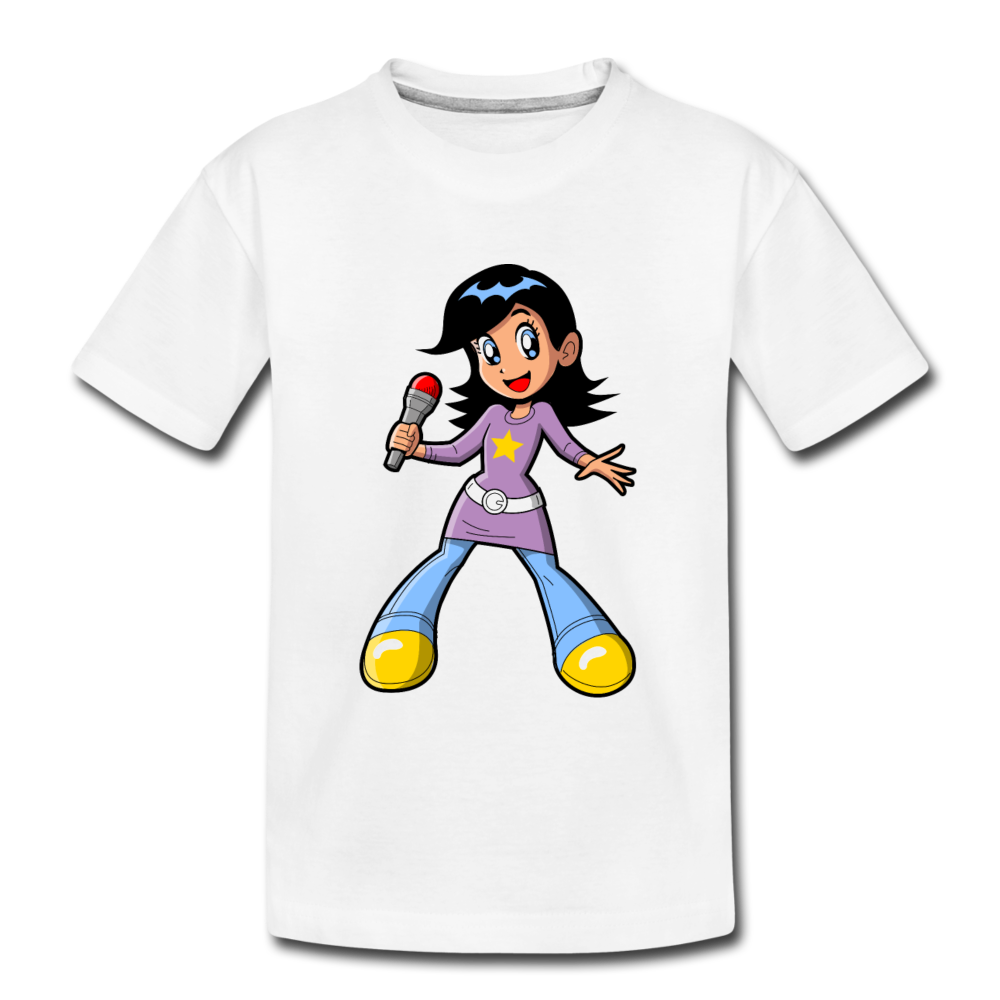 Singing Girl Cartoon Kids T-Shirt - white