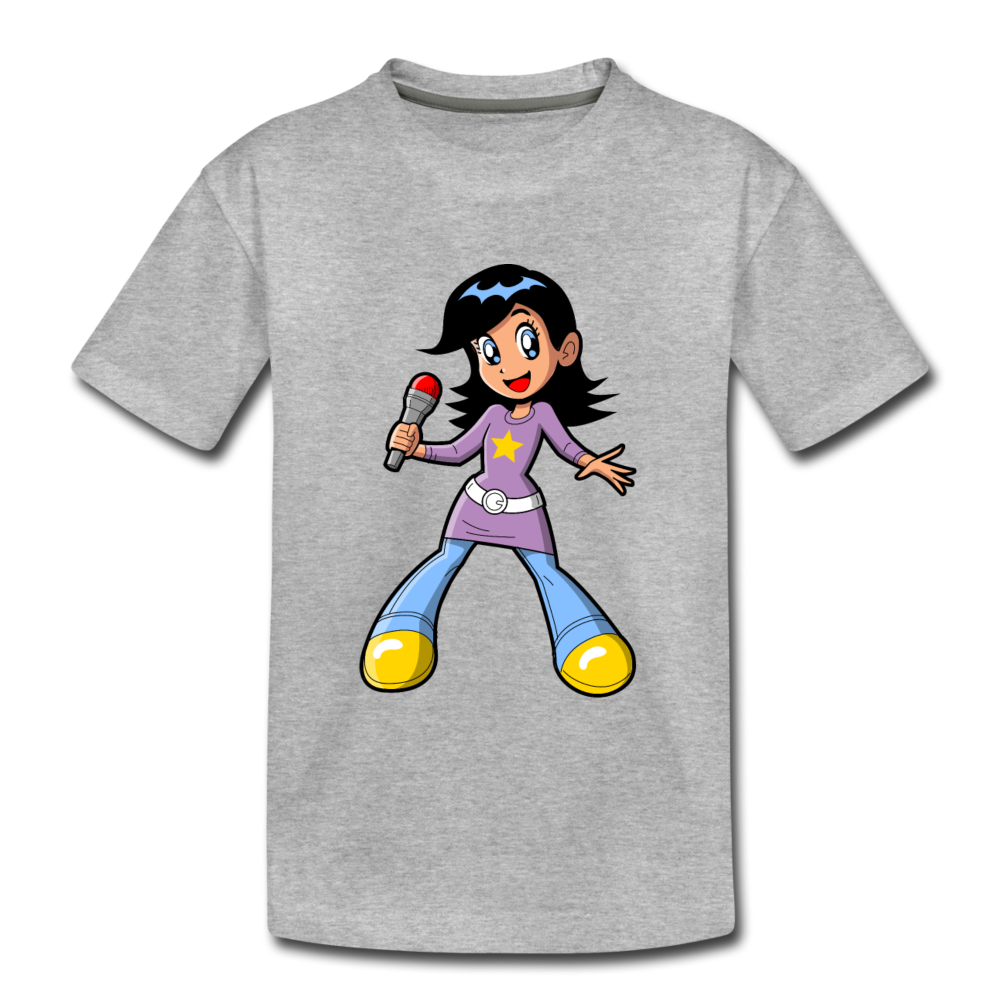 Singing Girl Cartoon Kids T-Shirt - heather gray