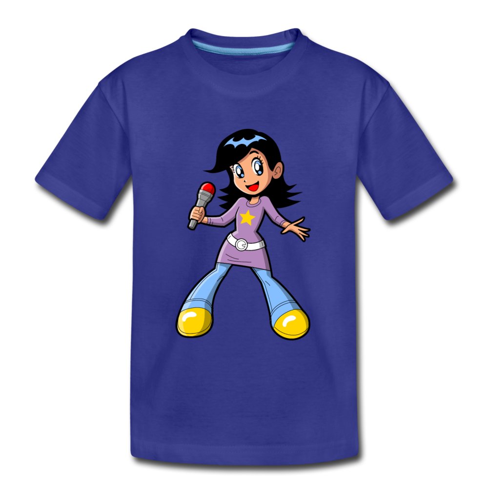 Singing Girl Cartoon Kids T-Shirt - royal blue