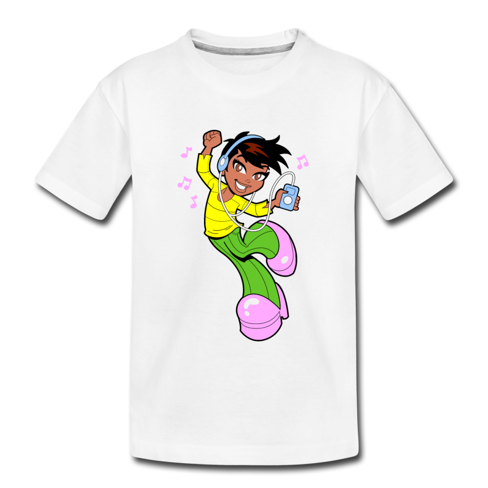 Dancing Girl Cartoon Kids T-Shirt - white
