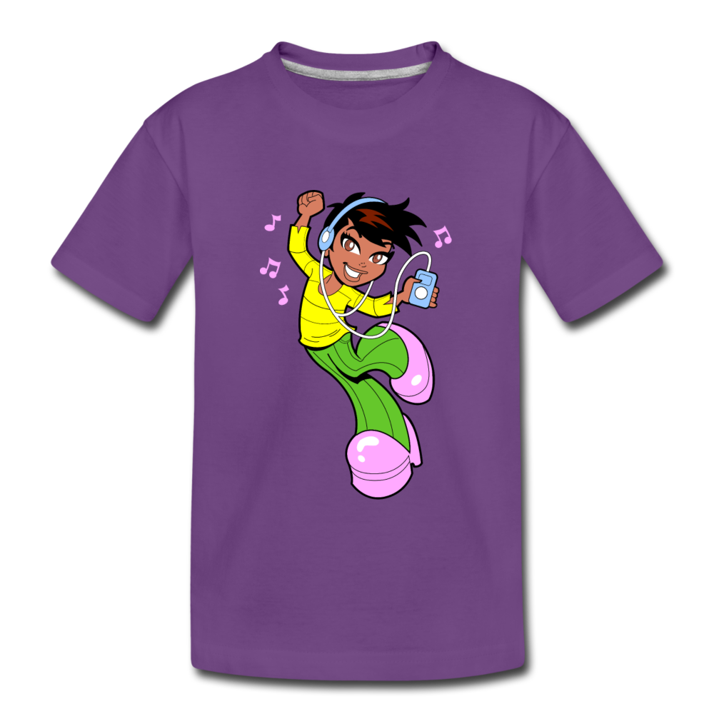 Dancing Girl Cartoon Kids T-Shirt - purple