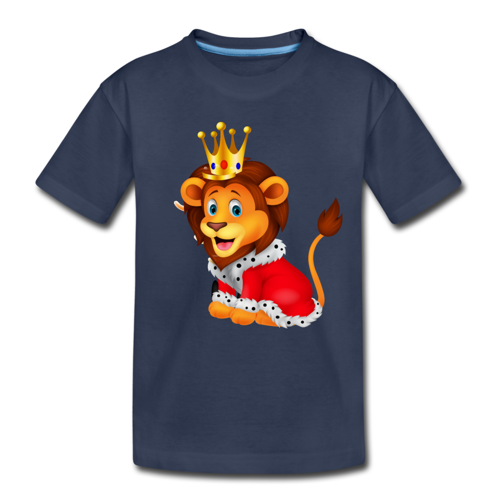 Lion King Crown Cartoon Kids T-Shirt - navy