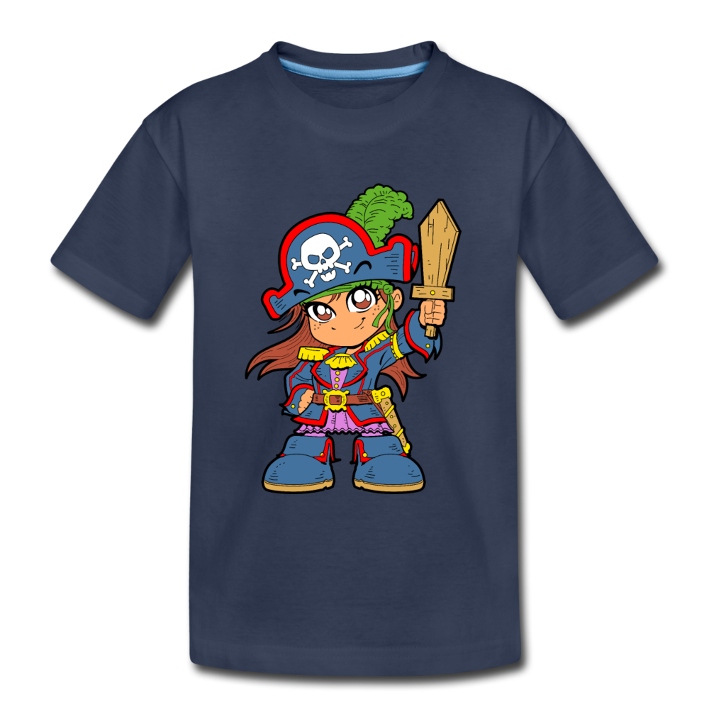 Pirate Cartoon Kids T-Shirt - navy