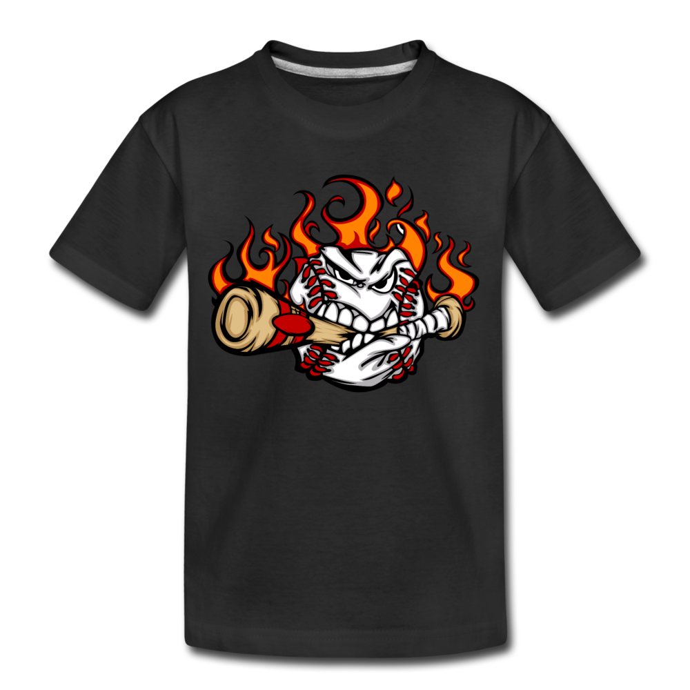 Baseball Biting Bat Kids T-Shirt - black