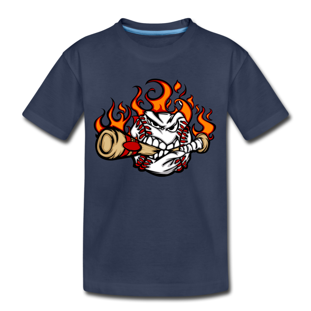 Baseball Biting Bat Kids T-Shirt - navy