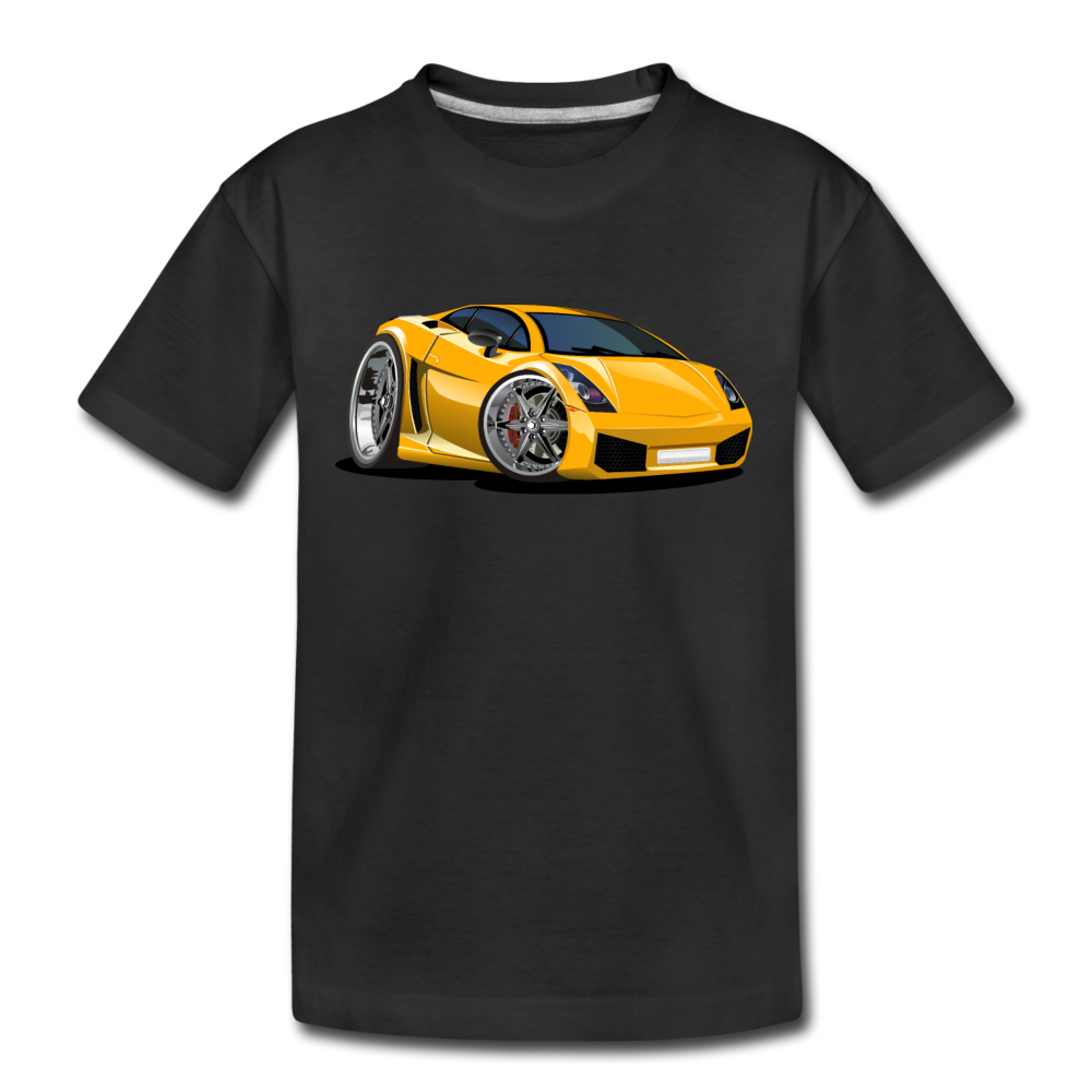 Yellow Sports Car Kids T-Shirt - black