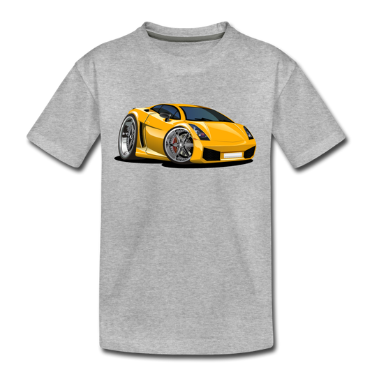 Yellow Sports Car Kids T-Shirt - heather gray
