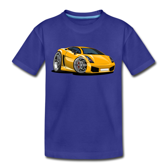 Yellow Sports Car Kids T-Shirt - royal blue