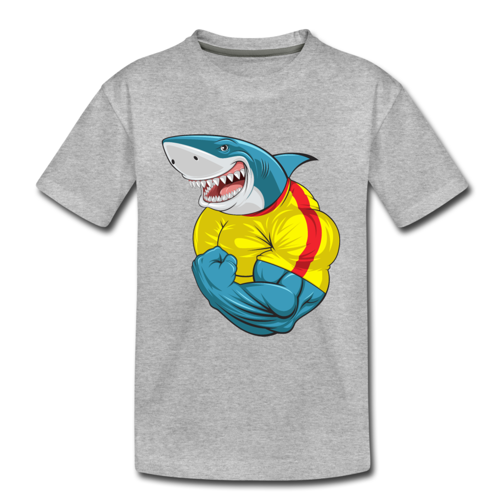 Buff Shark Kids T-Shirt - heather gray