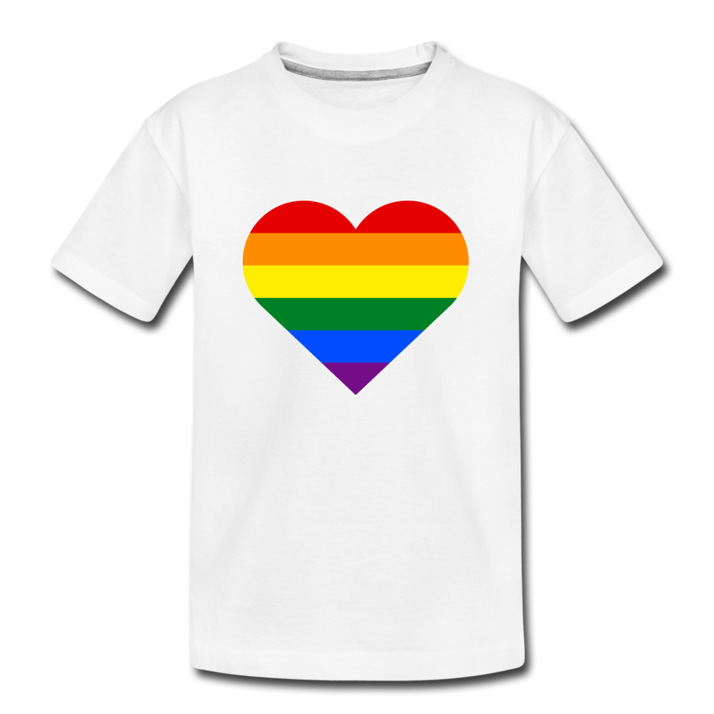 Rainbow Stripes Heart Kids T-Shirt - white