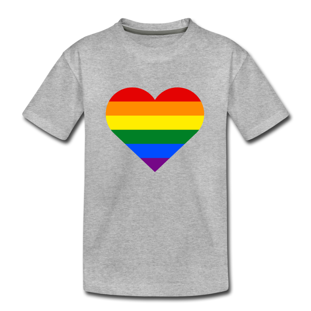 Rainbow Stripes Heart Kids T-Shirt - heather gray