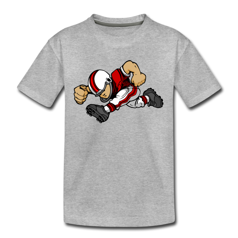 Football Player Cartoon Kids T-Shirt - heather gray