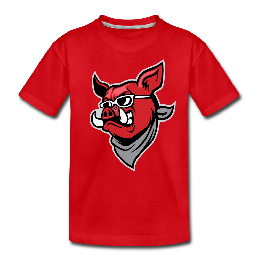 Boar Cartoon Kids T-Shirt - red