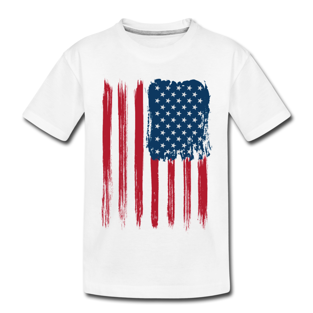 Abstract American Flag Kids T-Shirt - white