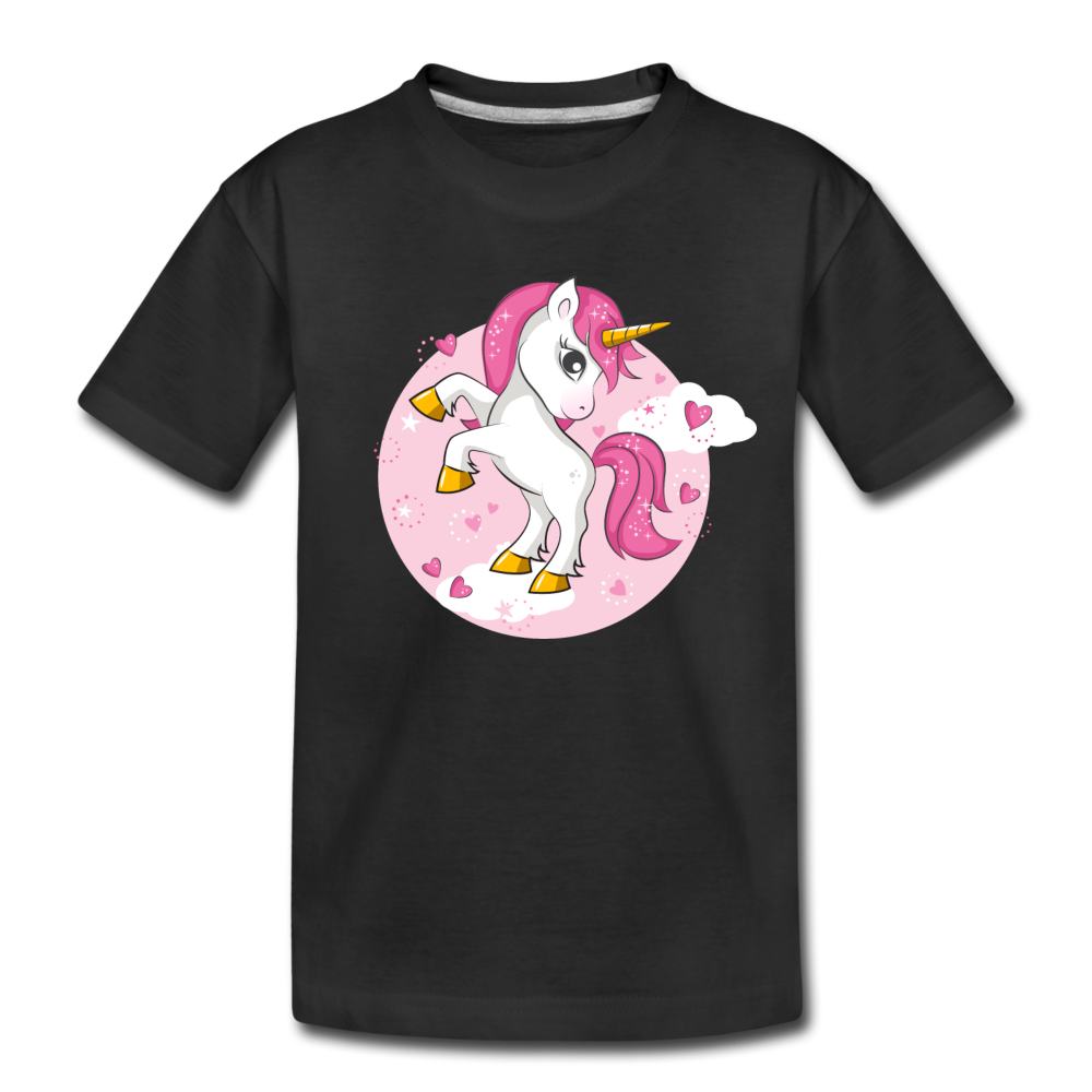 Unicorn Cartoon Kids T-Shirt - black