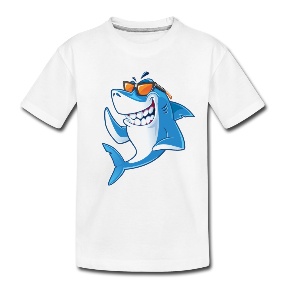 Cool Shark Cartoon Kids T-Shirt - white