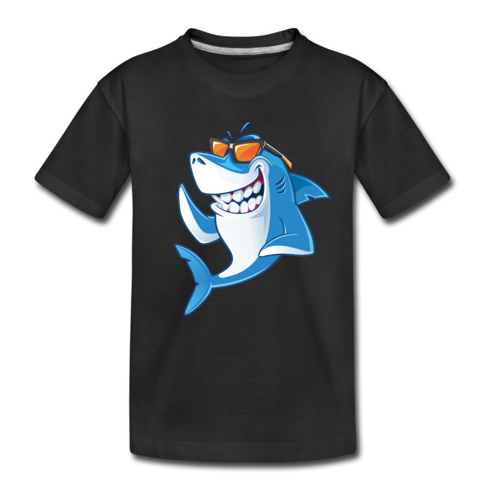 Cool Shark Cartoon Kids T-Shirt - black