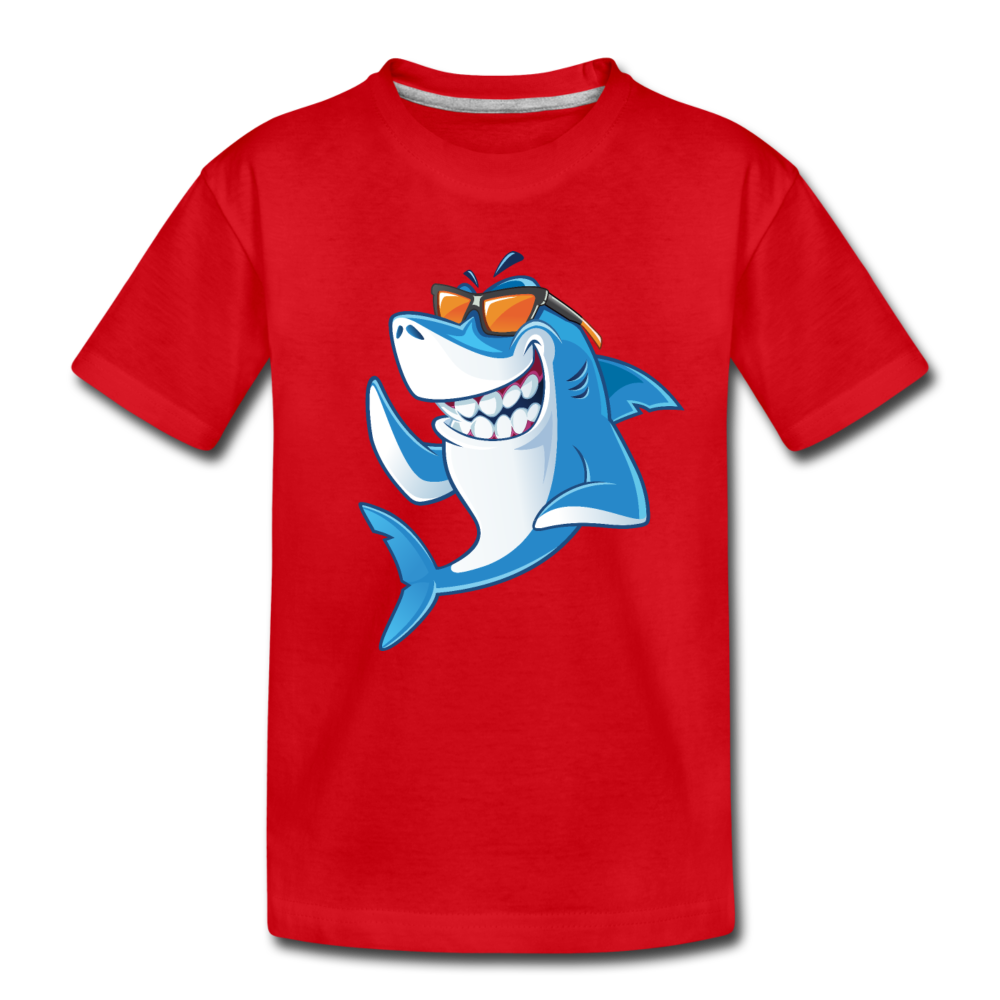 Cool Shark Cartoon Kids T-Shirt - red