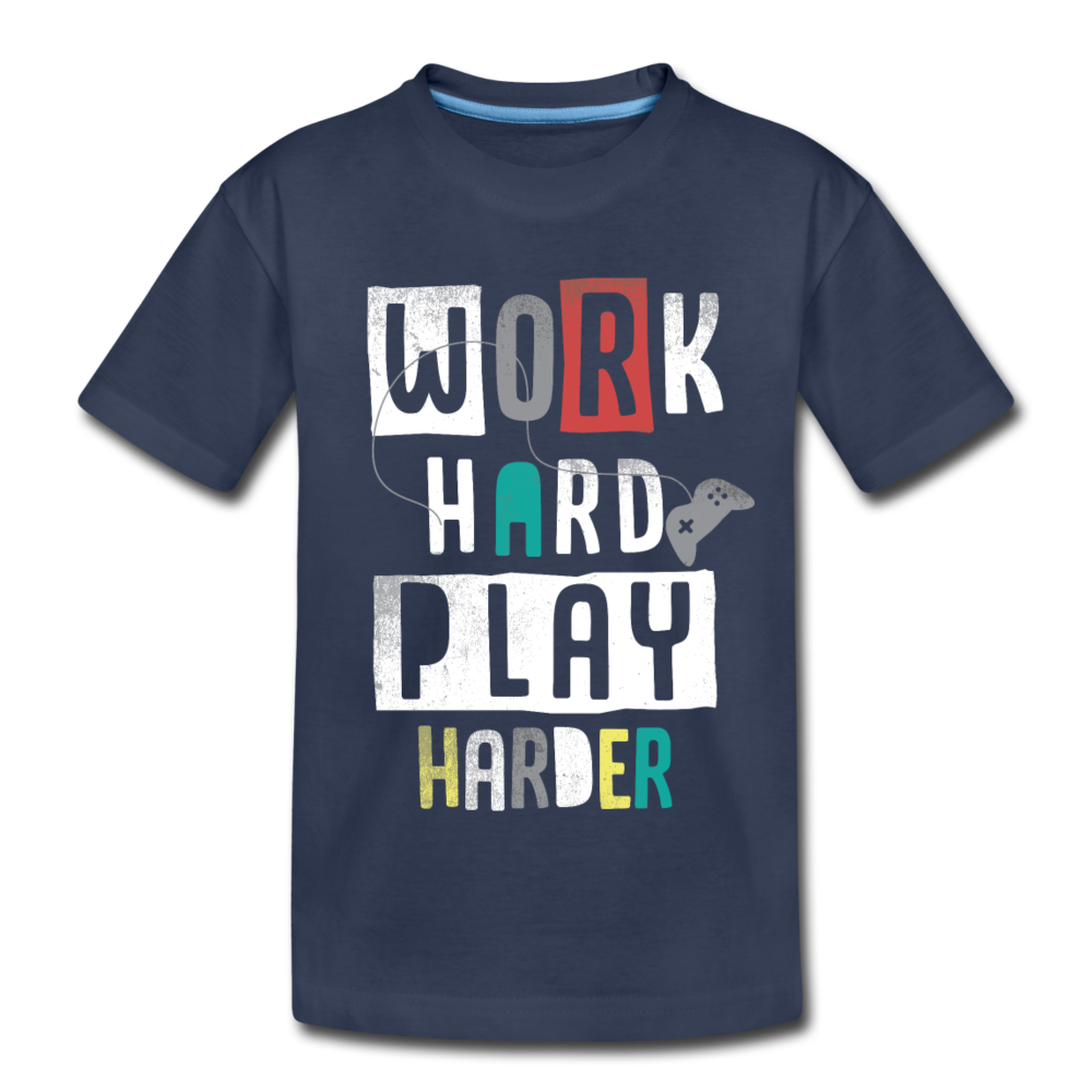 Work Hard Play Hard Kids T-Shirt - navy