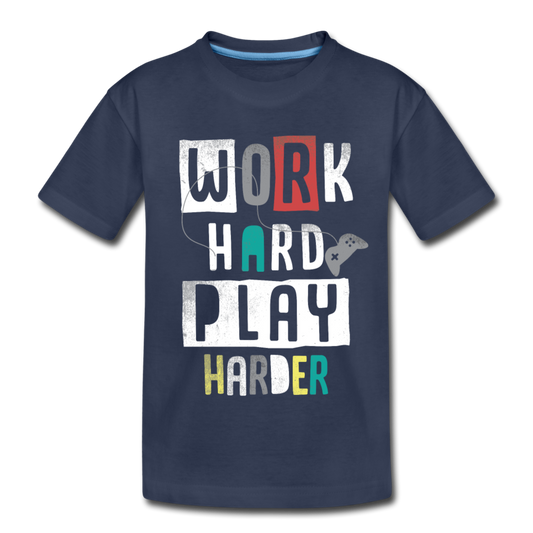 Work Hard Play Hard Kids T-Shirt - navy