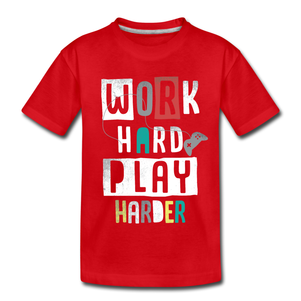 Work Hard Play Hard Kids T-Shirt - red