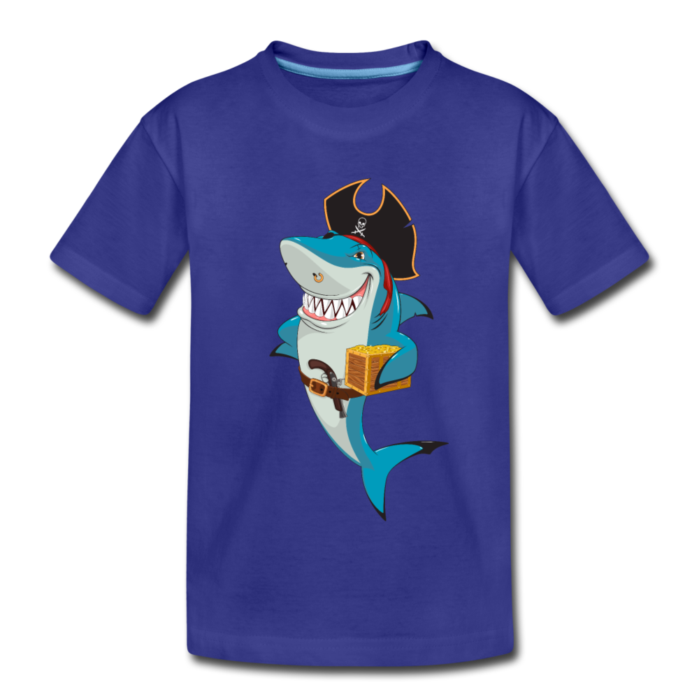 Shark Pirate Cartoon Kids T-Shirt - royal blue