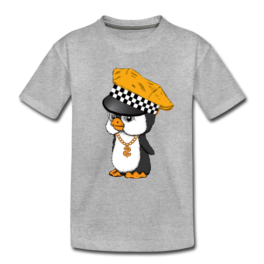 Taxi Penguin Kids T-Shirt - heather gray