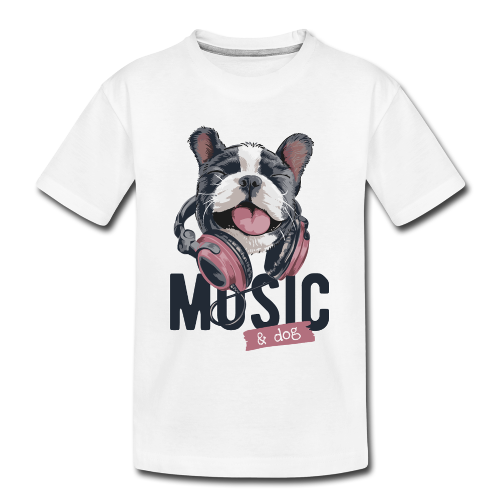 Music Dog Headphones Kids T-Shirt - white
