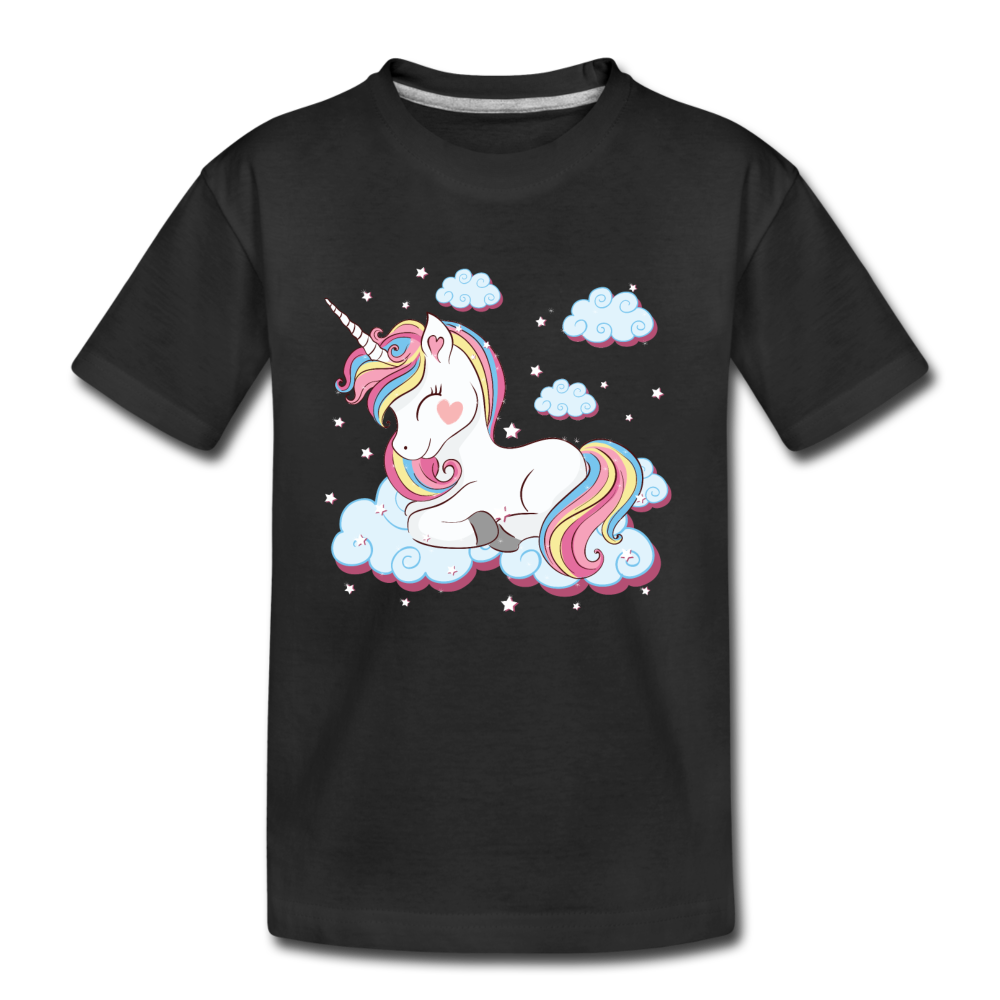 Unicorn Clouds Kids T-Shirt - black
