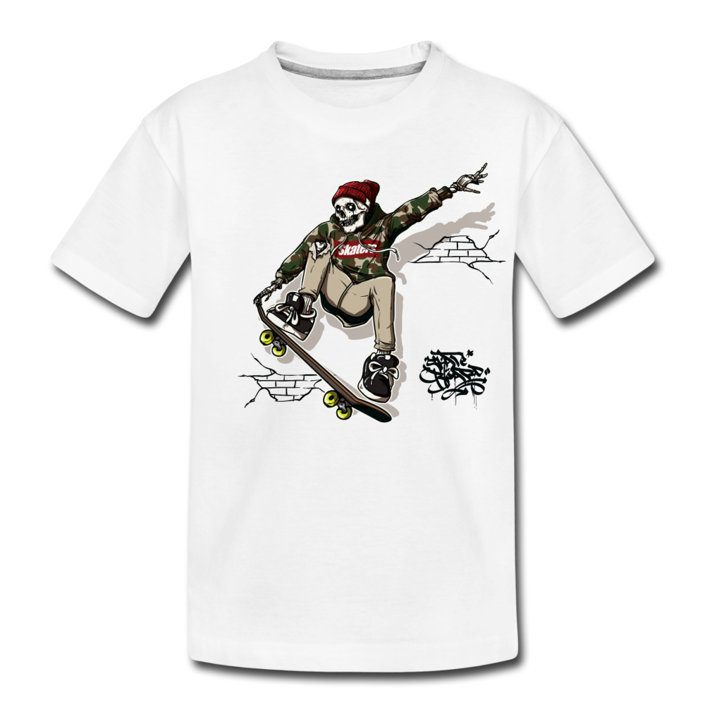 Skeleton Skater Kids T-Shirt - white