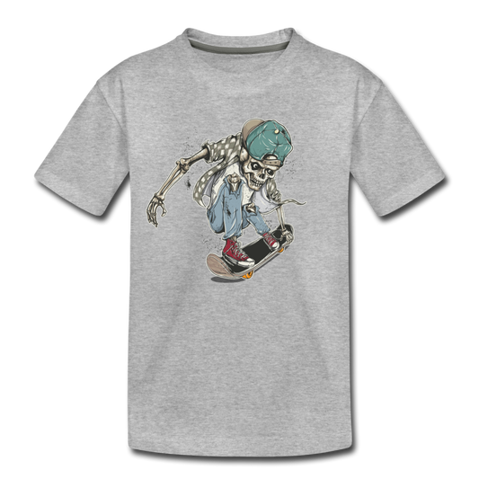 Skeleton Skater Kids T-Shirt - heather gray