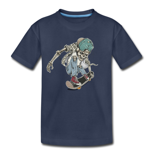 Skeleton Skater Kids T-Shirt - navy