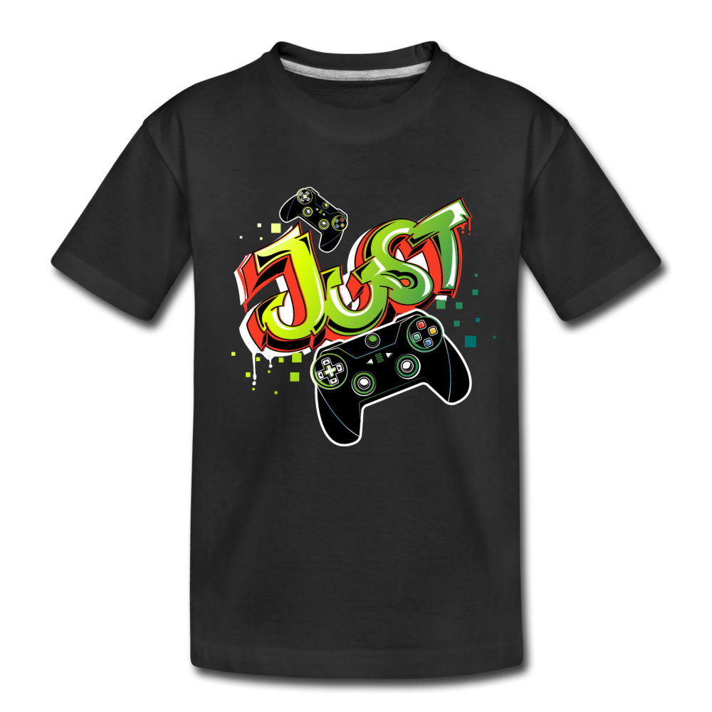 Just Play Video Games Kids T-Shirt - black
