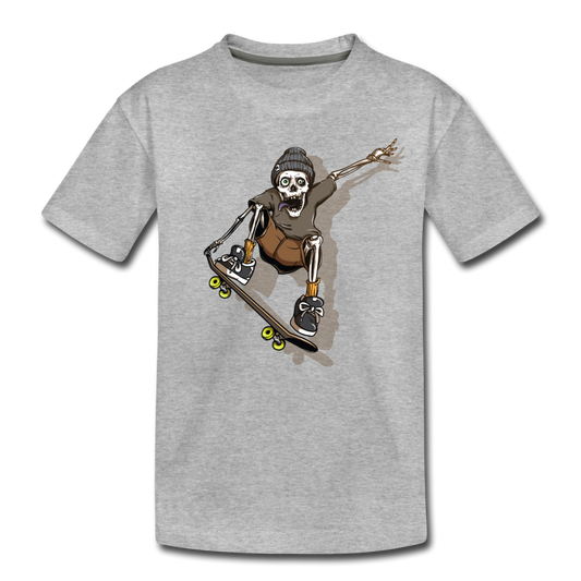 Skeleton Skater Kids T-Shirt - heather gray