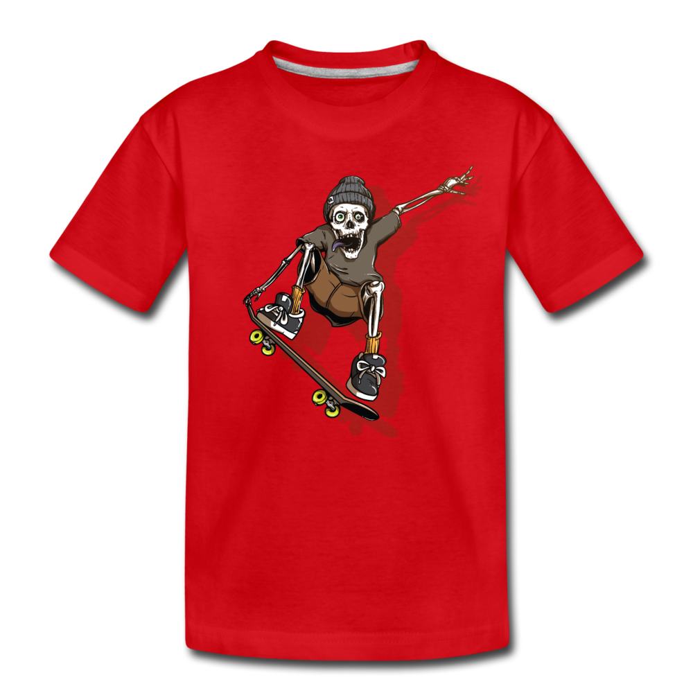 Skeleton Skater Kids T-Shirt - red