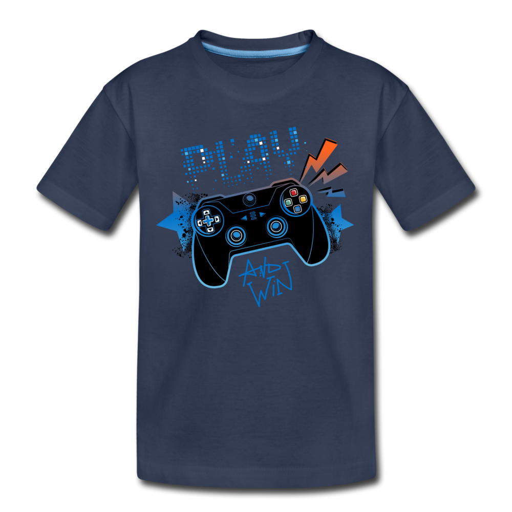 Play and Win Gamer Kids T-Shirt - navy