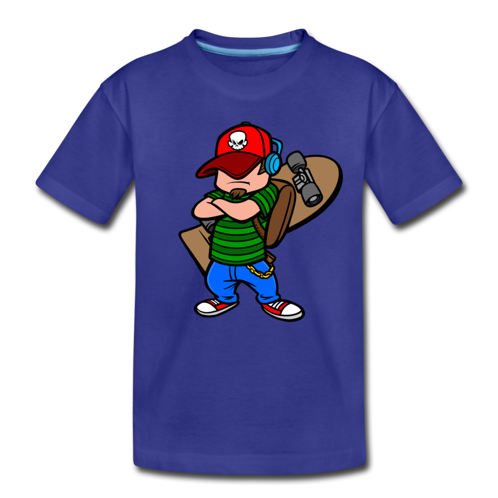 Skater Boy Cartoon Kids T-Shirt - royal blue